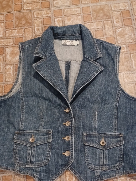 Tribal Jackets & Blazers - Tribal Jeans Stretch Denim Vest - Blue